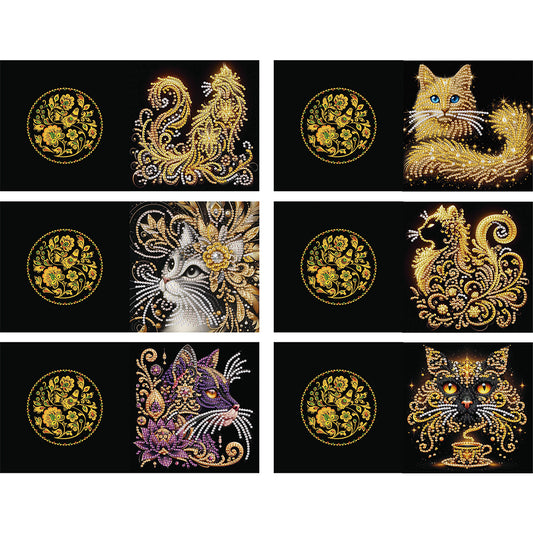 6pcs Diamond Painting Greeting Cards Handmade DIY Diamond Art Cards for Adults