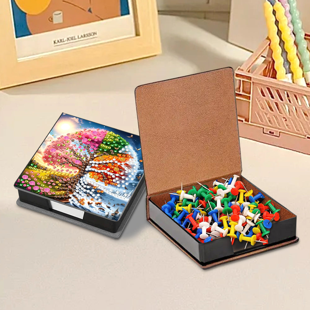 Leather Animals Diamond Painting Notecard Box Flowers Gem Art Sticky Note Holder