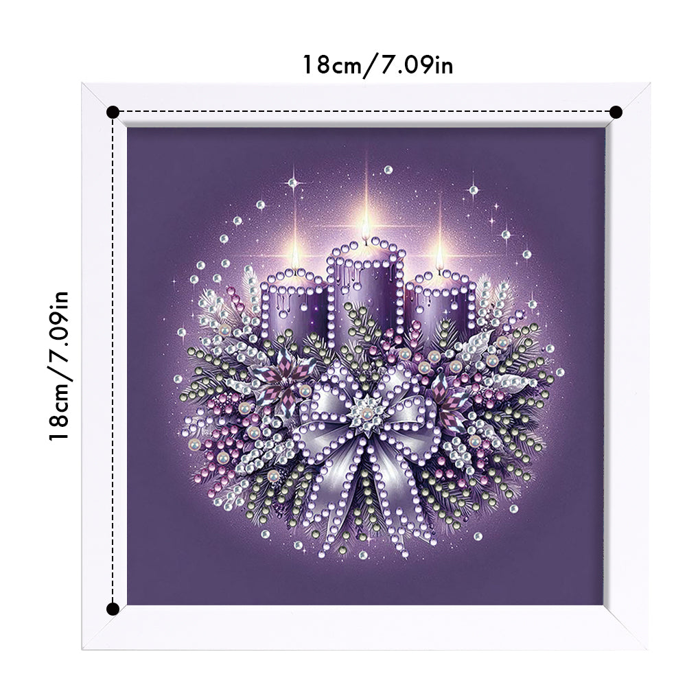 Christmas Candle Bow - Special Shaped Drill Diamond Painting 18*18CM