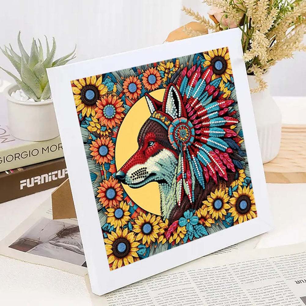 Indian Wolf - Special Shaped Drill Diamond Painting 30*30CM