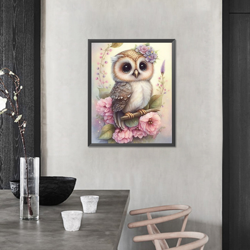 Owl On The Branch - Full AB Round Drill Diamond Painting 40*50CM