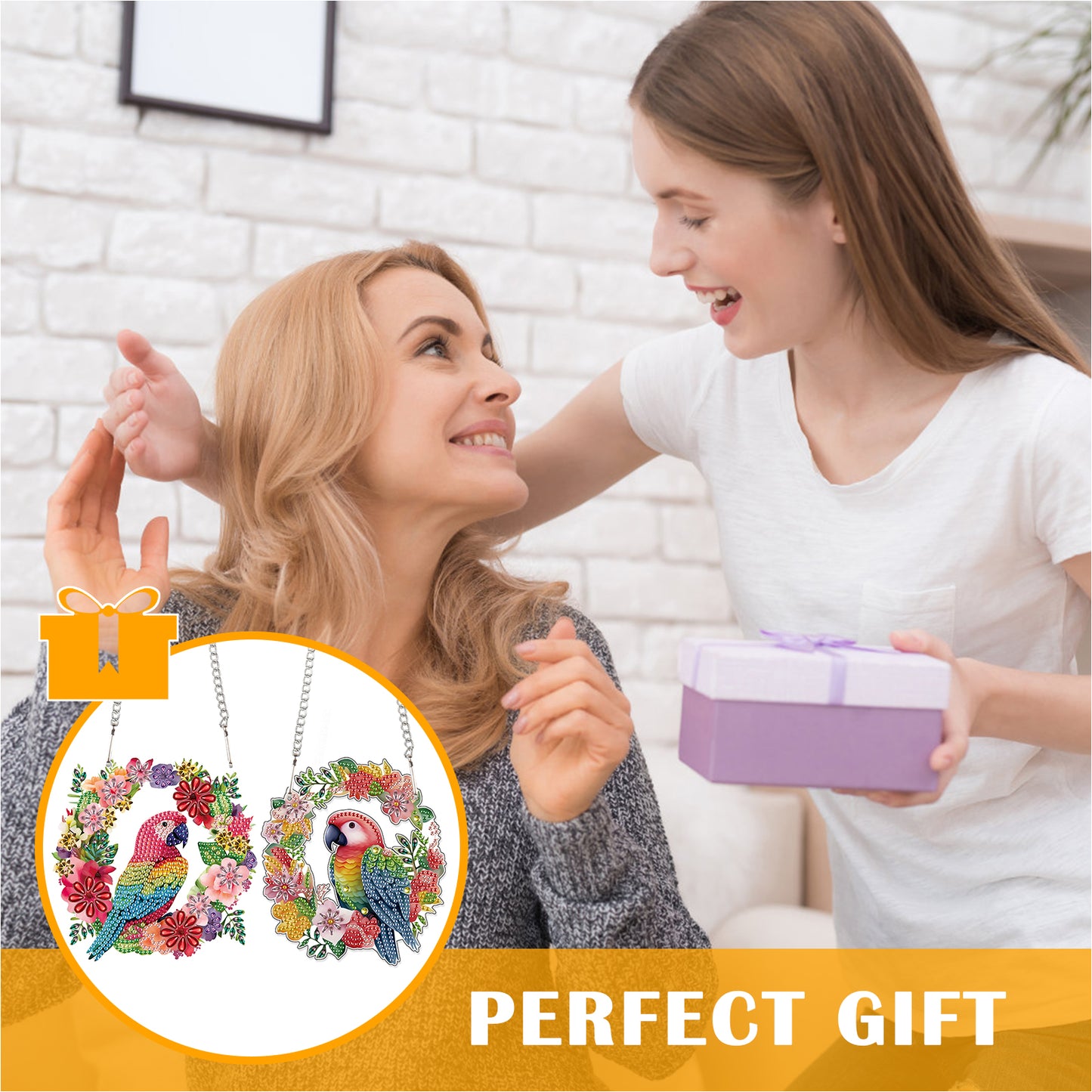 2pcs 2D Flat DIY Diamond Art Pendant Diamond Painting Set Wall Door Decoration