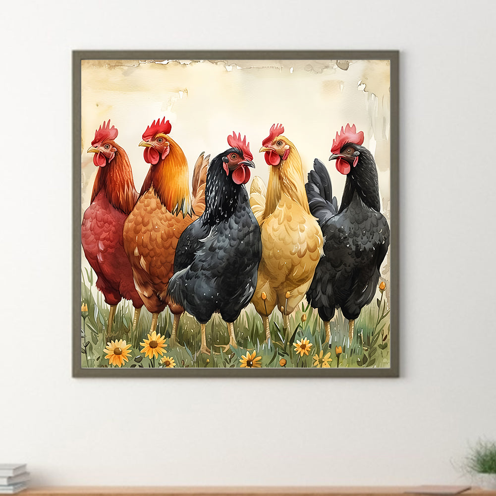 Chicken Animal - Full Round Drill Diamond Painting 30*30CM