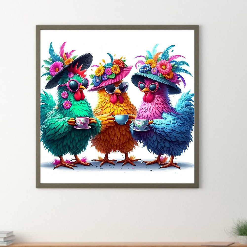 Funny Chicken Animals - Full Round Drill Diamond Painting 30*30CM