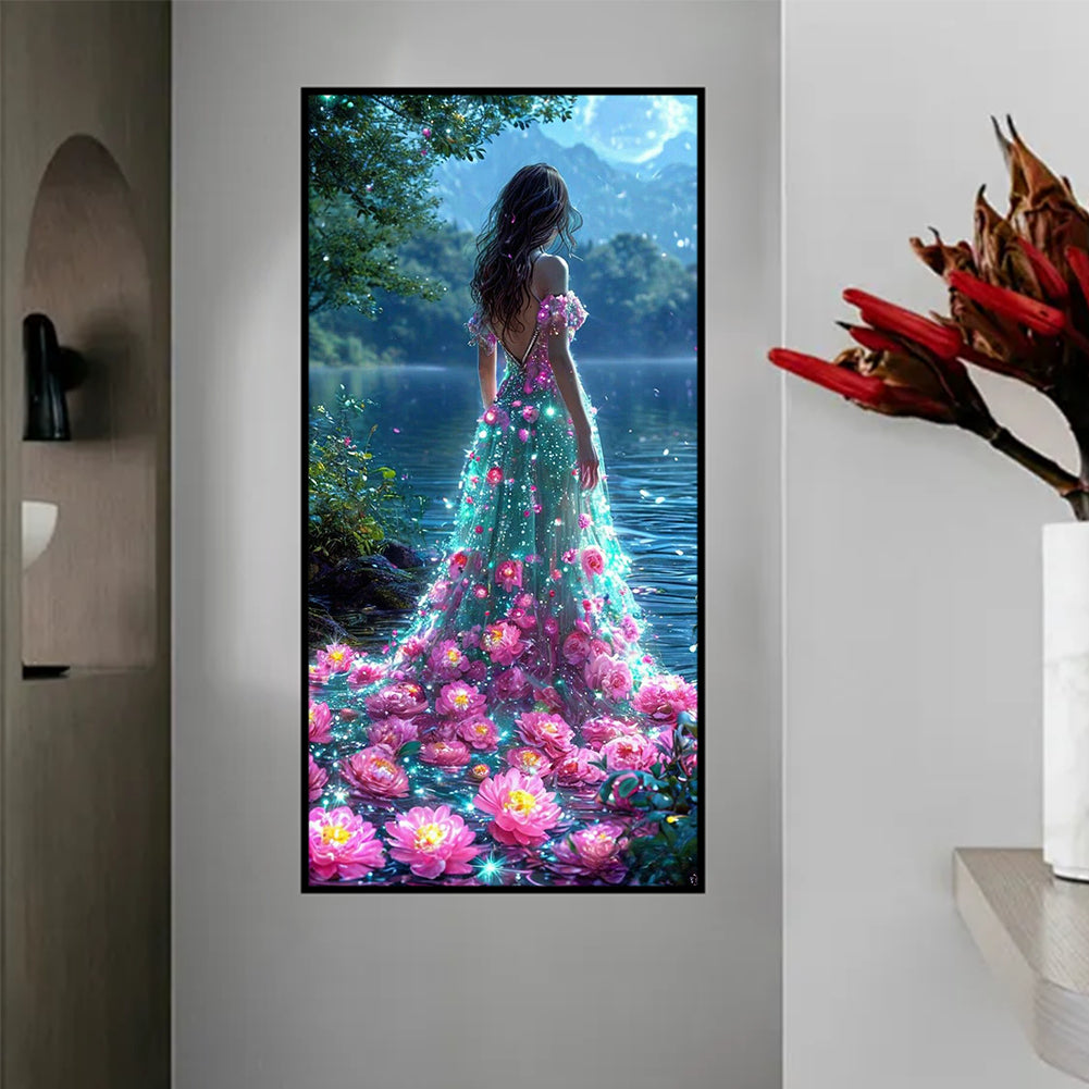 Girl Glowing Back - Full Round Drill Diamond Painting 40*80CM