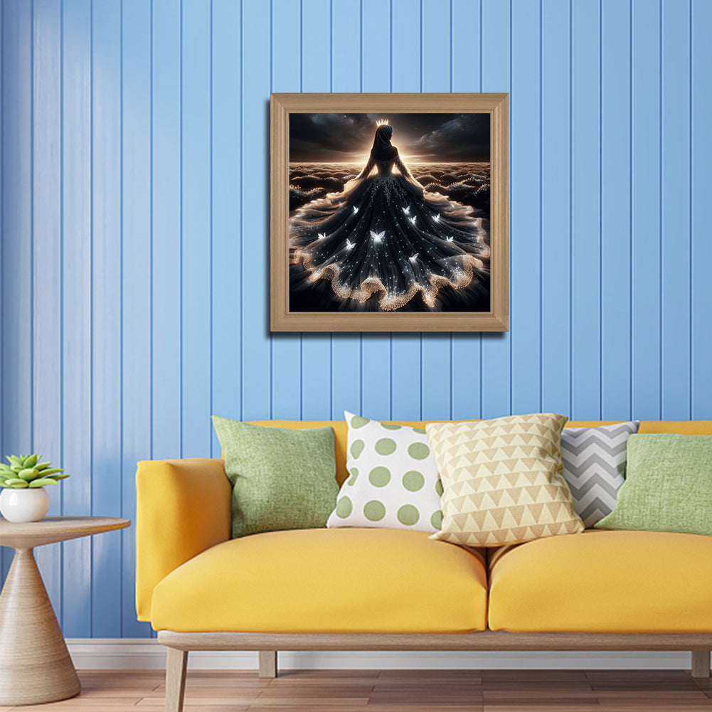 Girl With Glowing Back - Full Round Drill Diamond Painting 40*40CM