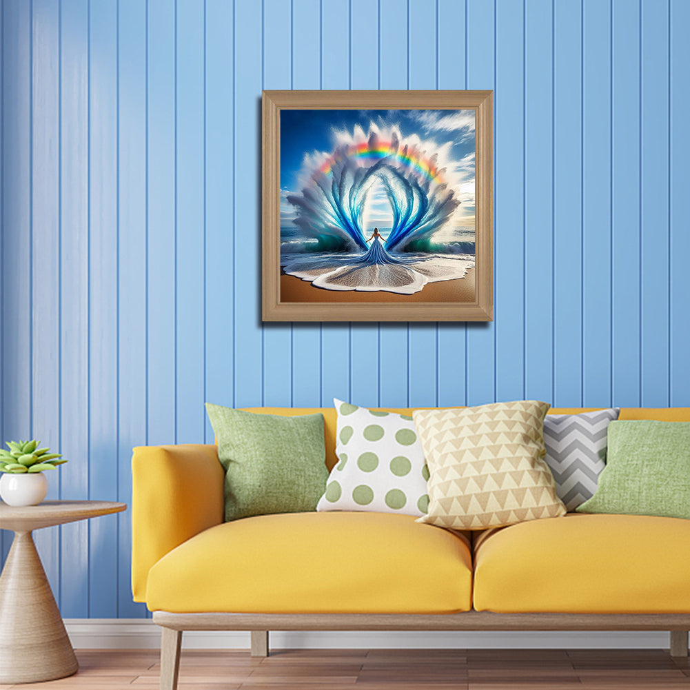 Girl With Water Wave Back - Full Round Drill Diamond Painting 40*40CM