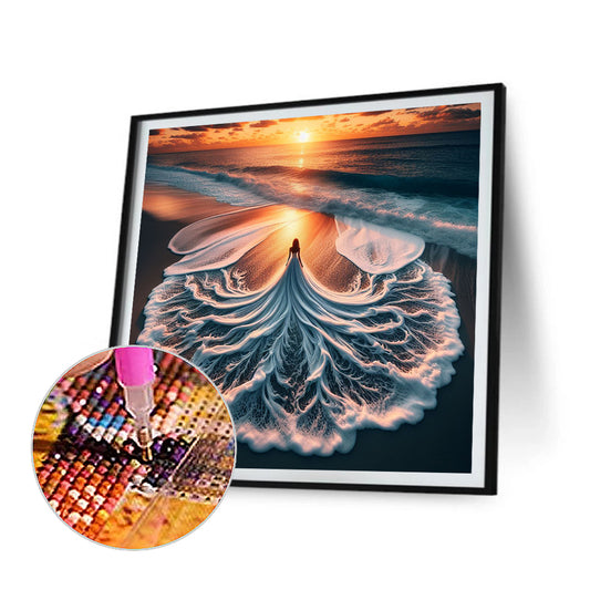 Girl In The Waves - Full Round Drill Diamond Painting 40*40CM