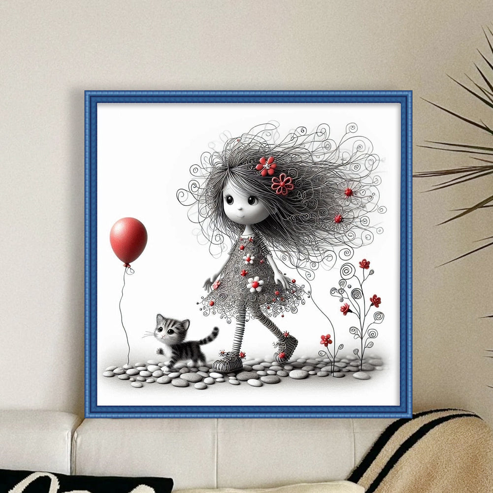 Halloween Weird Girl - 11CT Stamped Cross Stitch 40*40CM
