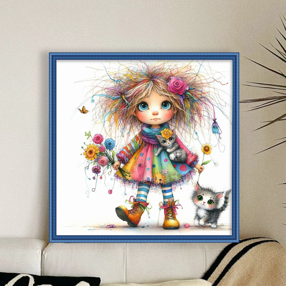 Weird Girl - 11CT Stamped Cross Stitch 40*40CM
