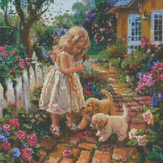 Garden Girl - Full Round Drill Diamond Painting 40*40CM