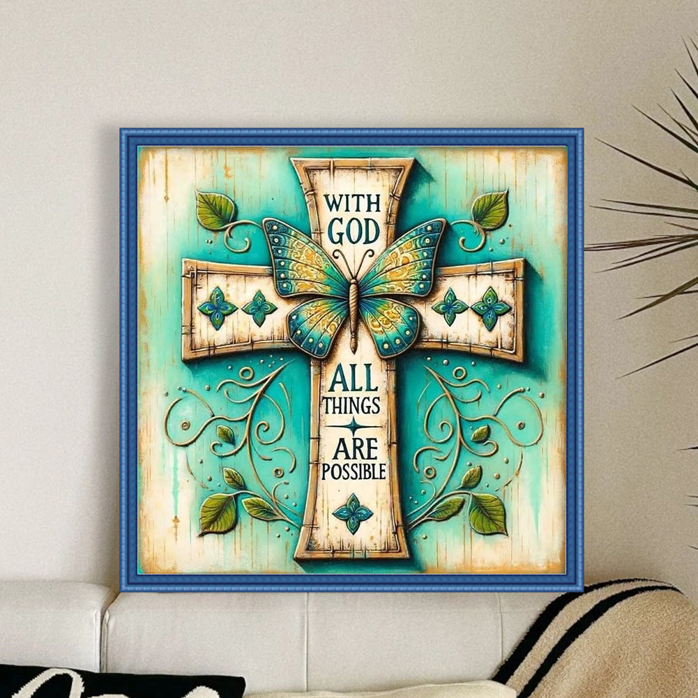 Cross Butterfly - 11CT Stamped Cross Stitch 40*40CM