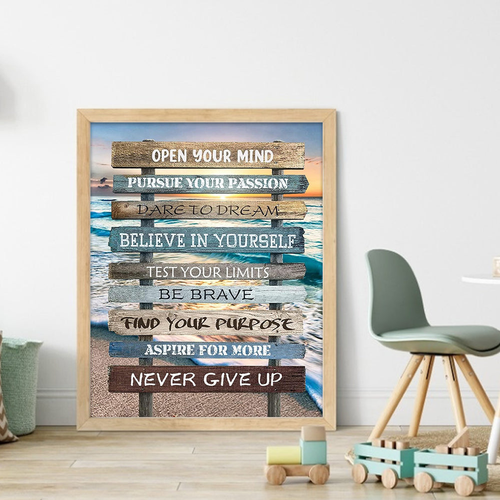 Beach Sign - 11CT Stamped Cross Stitch 40*50CM