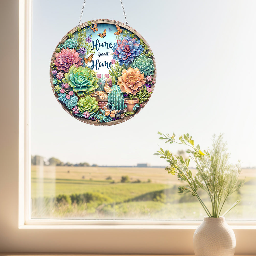 Acrylic Diamond Painting Hanging Pendant Rhinestone Diamond Art Window Pendants