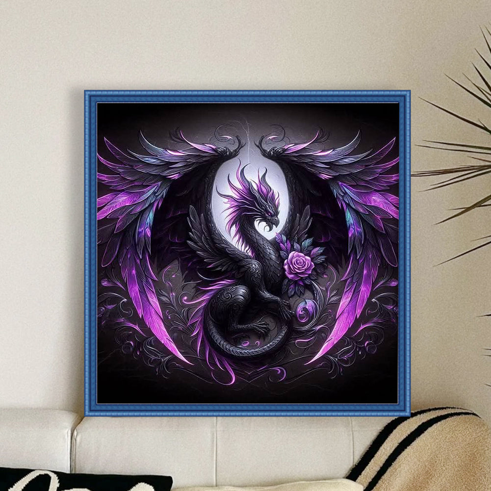 Halloween Rose Black Dragon - 11CT Stamped Cross Stitch 40*40CM