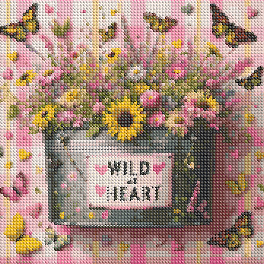 Bouquet In An Iron Bucket - Full Round Drill Diamond Painting 30*30CM