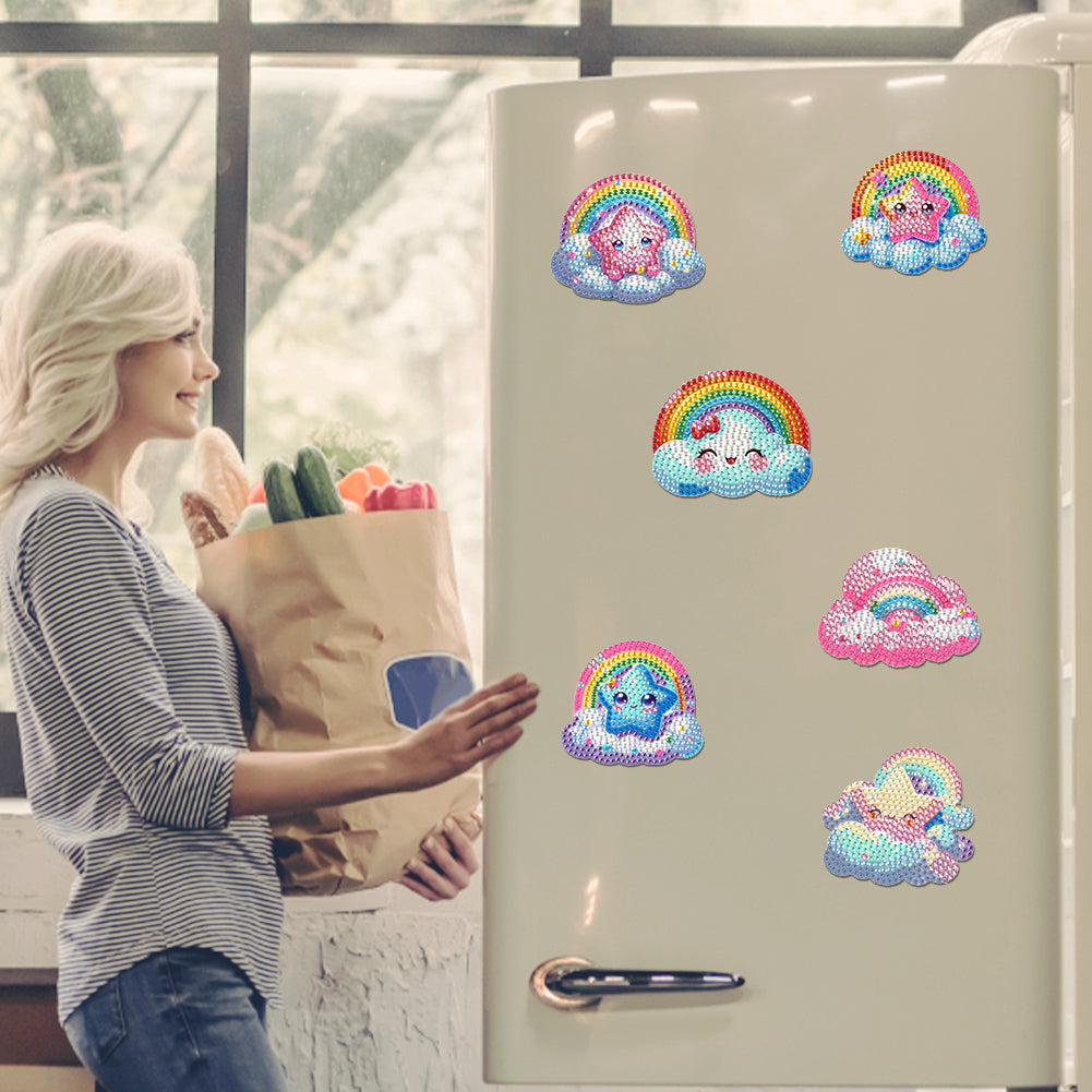 6Pcs Diamond Painting Refrigerator Magnets Diamond Art Kits for Adults Beginners
