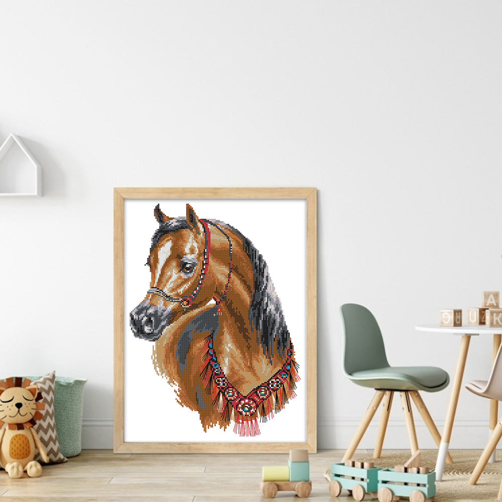 Arabian Horse - 14CT Stamped Cross Stitch 32*43CM(Joy Sunday)