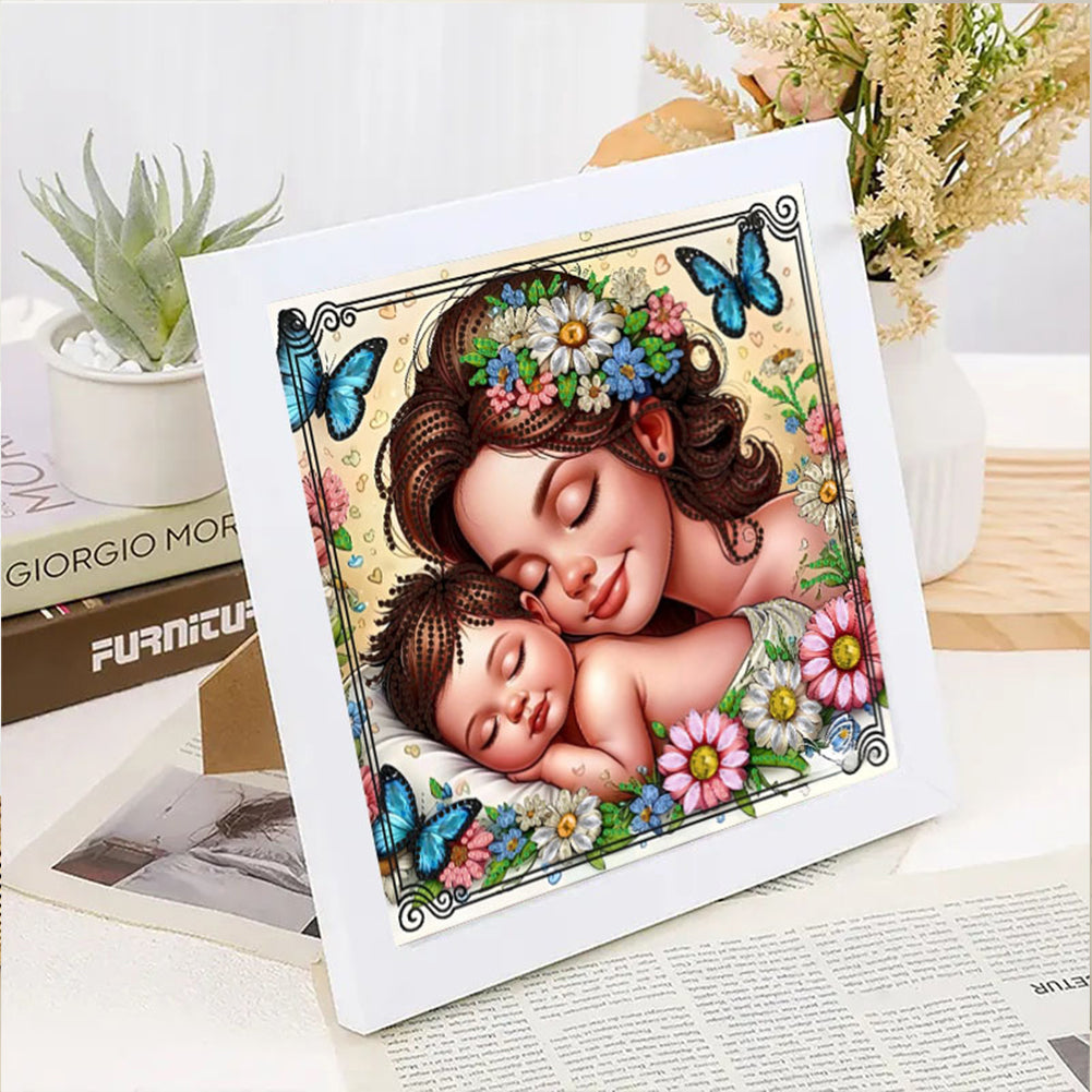 Mother And Child - Special Shaped Drill Diamond Painting 30*30CM