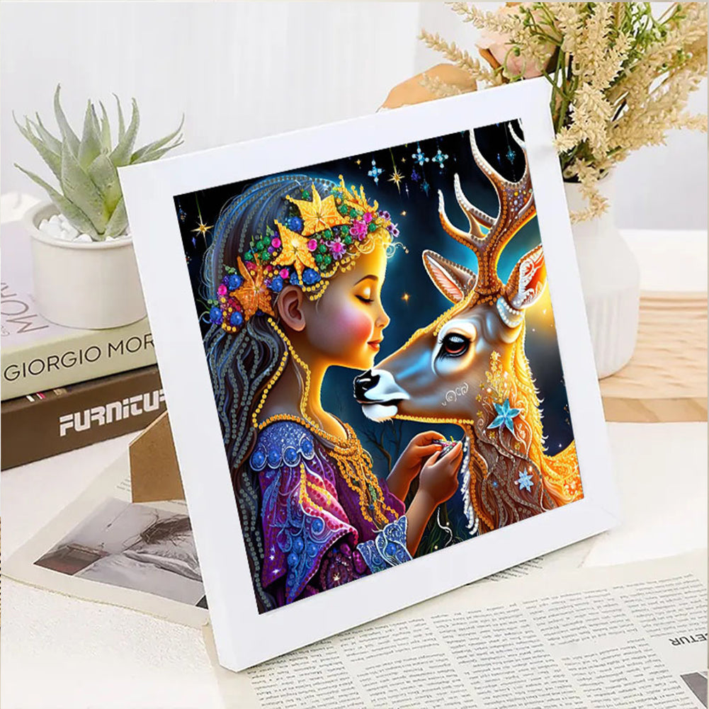 Fawn Girl - Special Shaped Drill Diamond Painting 30*30CM