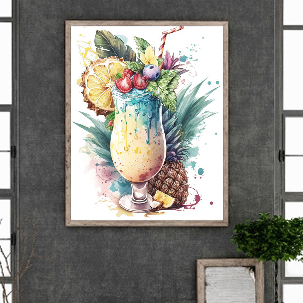 Pineapple Drink - Full Round Drill Diamond Painting 40*50CM