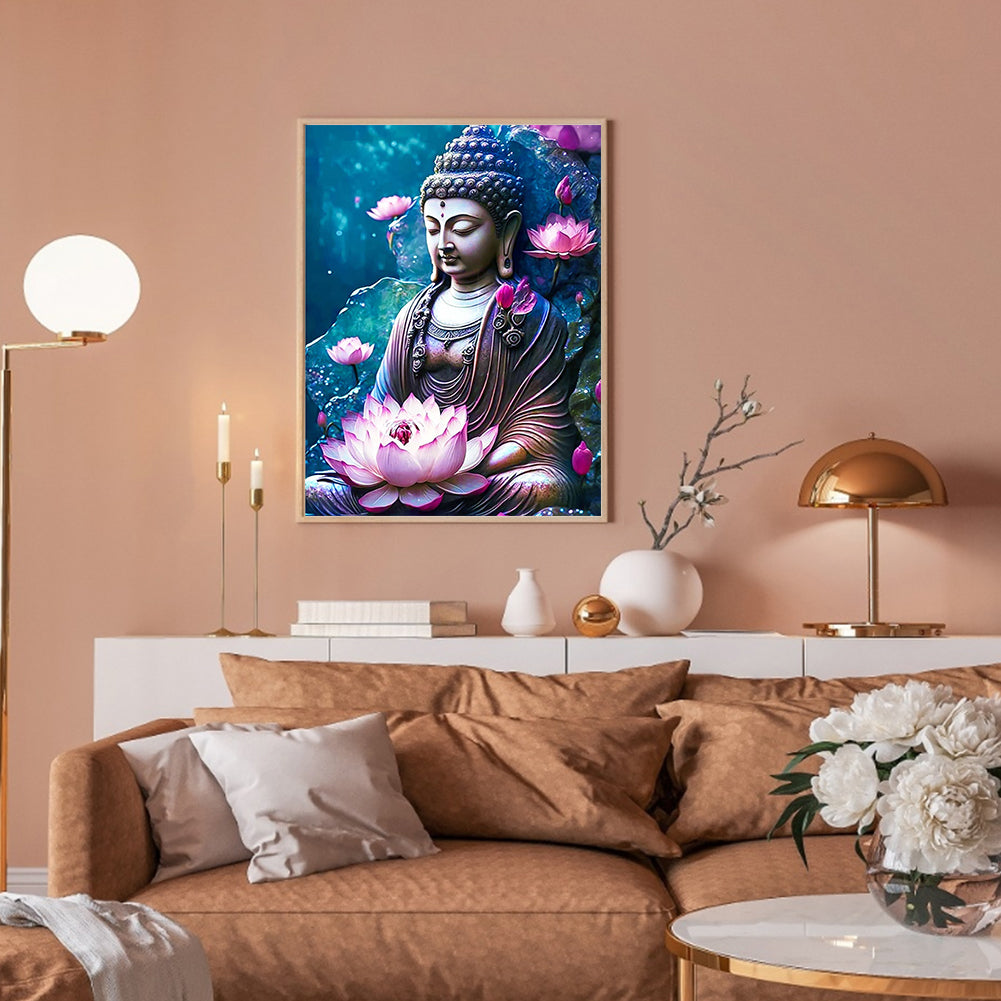 Lotus Buddha Statue - Full Round Drill Diamond Painting 30*40CM
