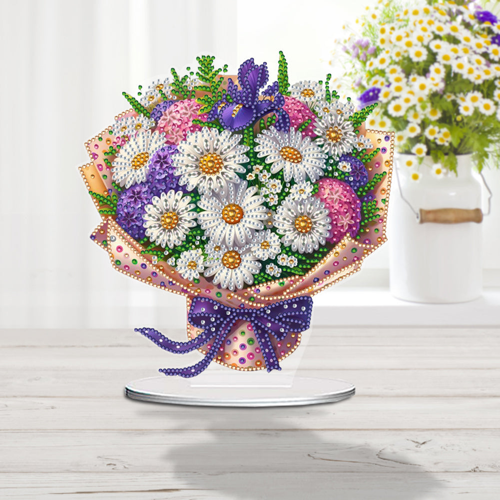 Flower Double Sided Effect DIY Table Top Diamond Painting Ornament Kits Decor