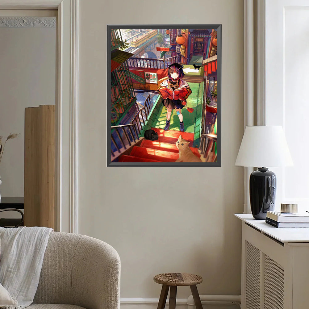 Japanese Manga Girl - Full Square Drill Diamond Painting 40*50CM