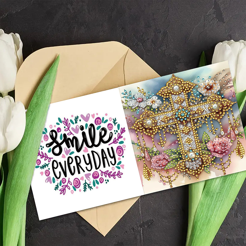6PCS DIY Rhinestone Diamond Art Mosaic Postcards for Festivals and Celebrations