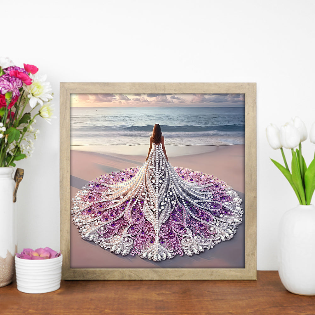 Gorgeous Skirt Girl - Special Shaped Drill Diamond Painting 30*30CM