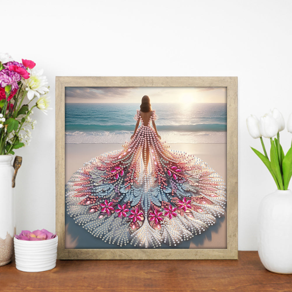 Gorgeous Skirt Girl - Special Shaped Drill Diamond Painting 30*30CM