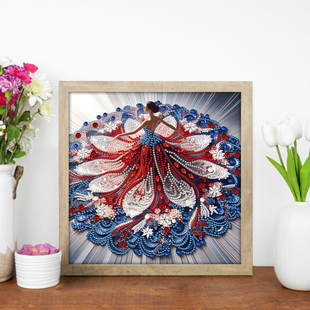 Gorgeous Skirt Girl - Special Shaped Drill Diamond Painting 30*30CM