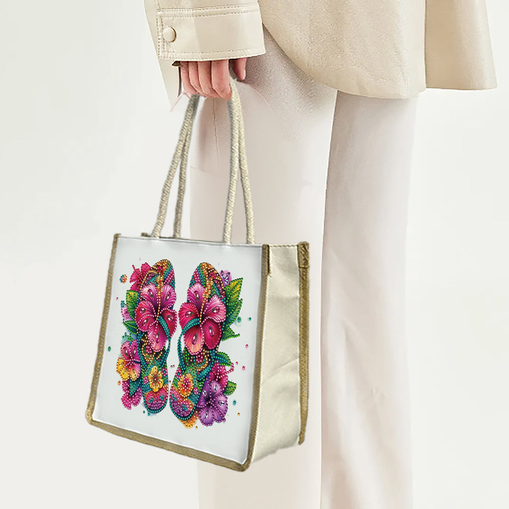 5D Diamond Painting Handbag DIY Linen Shopping Storage Bag Reusable Grocery Bag