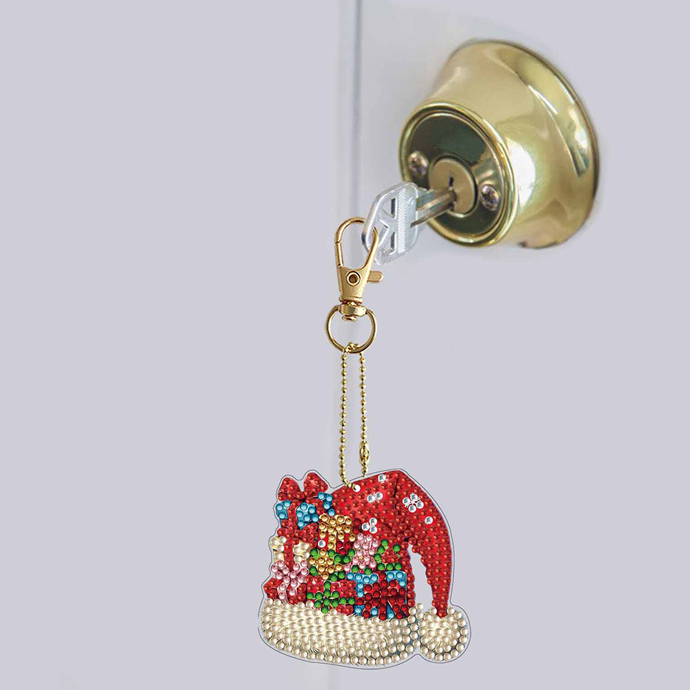 12Pcs Christmas Diamond Painting Keychain Rhinestone Painting Keychain Pendant