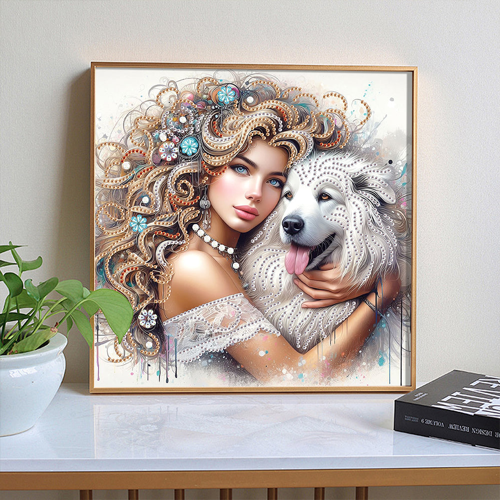 Girl And Puppy - Special Shaped Drill Diamond Painting 30*30CM