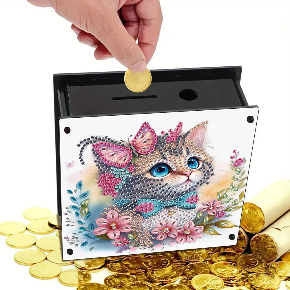 Cat Diamond Painting Money Saving Box Diamond Painting Change Holder Case Decors