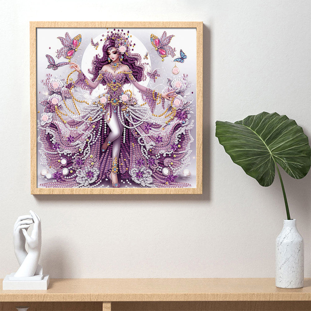 Elegant Girl With Beautiful Skirt - Special Shaped Drill Diamond Painting 30*30CM