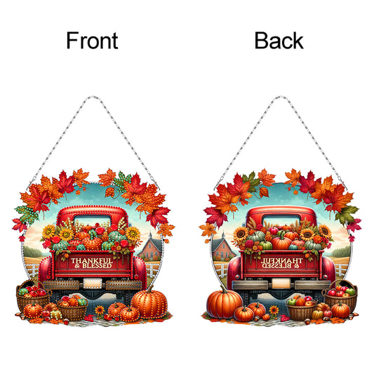 Fall Truck Theme 2D/Flat DIY Diamond Art Pendant Wall Decor for Home & Windows