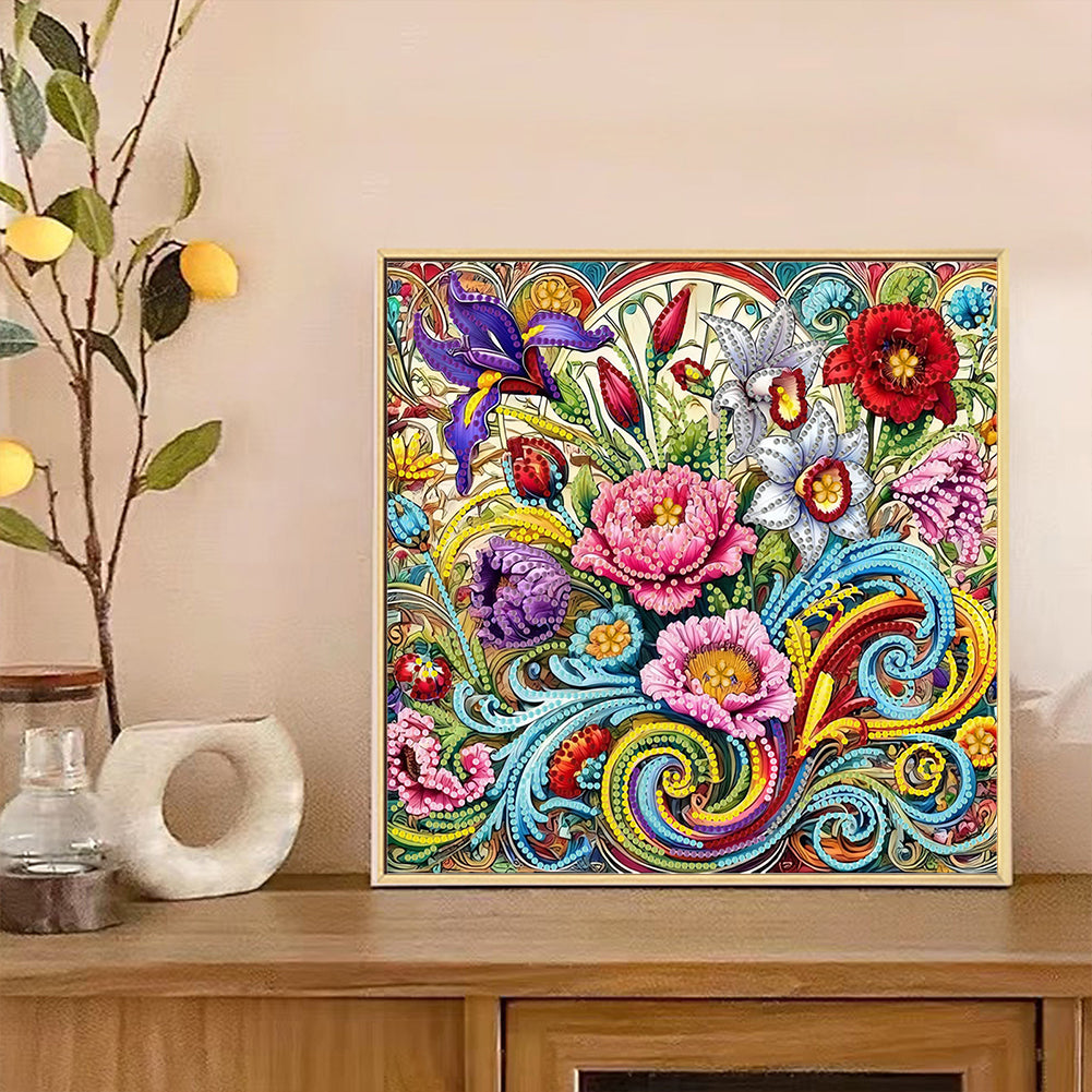 Blooming Flower - Special Shaped Drill Diamond Painting 30*30CM