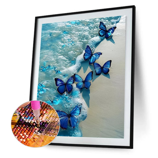 Beach Butterfly - Full Round Drill Diamond Painting 40*50CM