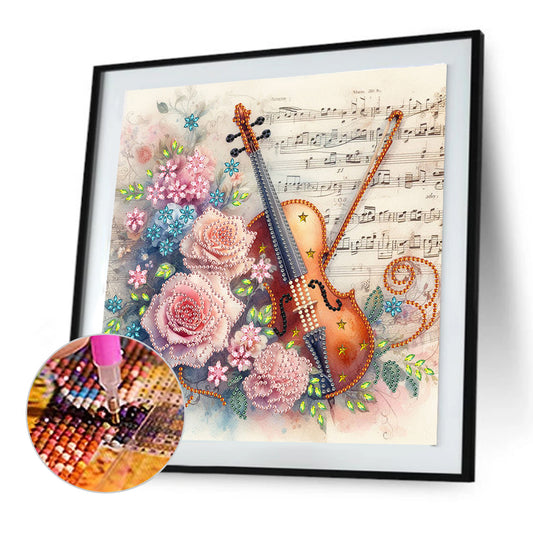 Violin And Rose - Special Shaped Drill Diamond Painting 30*30CM