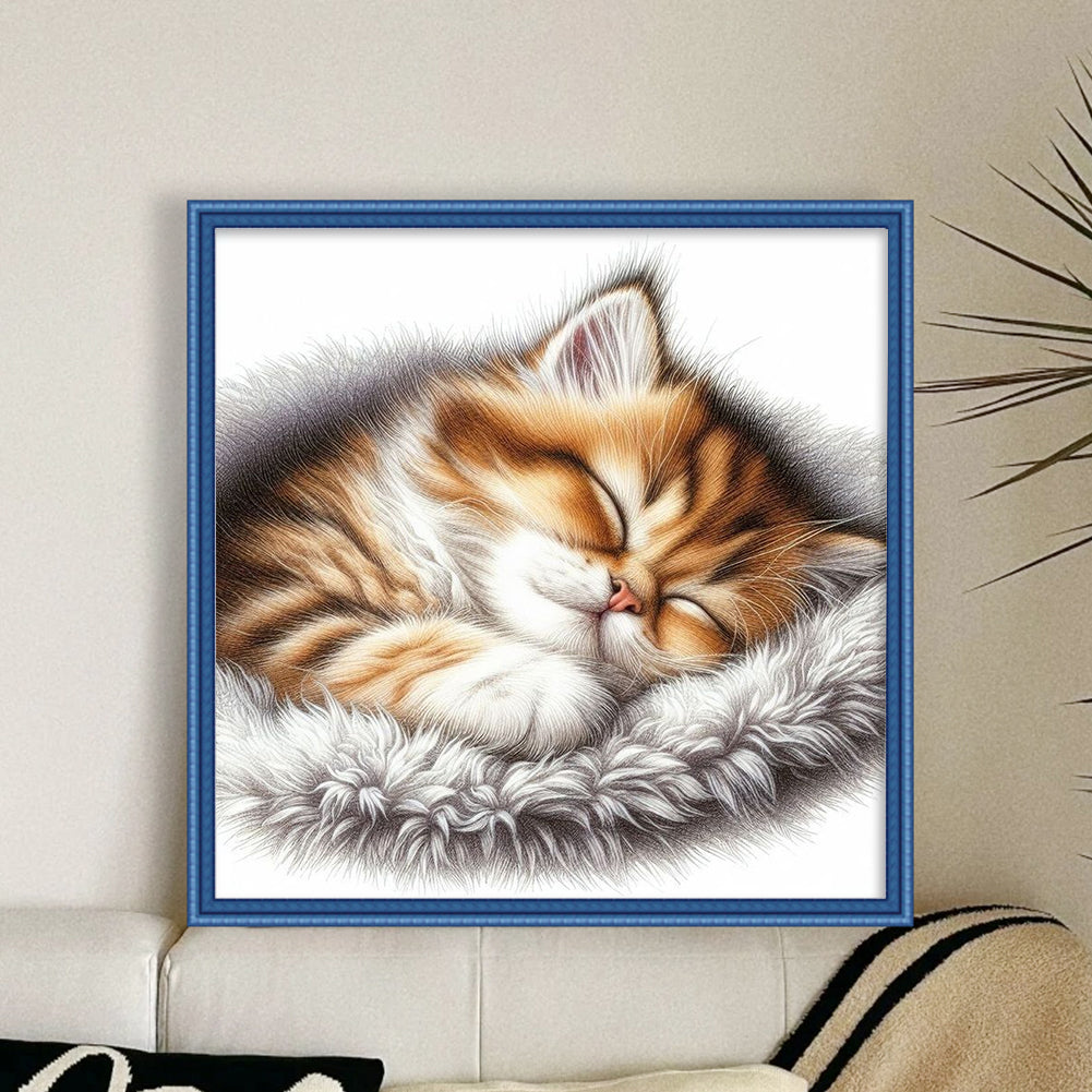 Sleeping Kitten - 11CT Stamped Cross Stitch 40*40CM