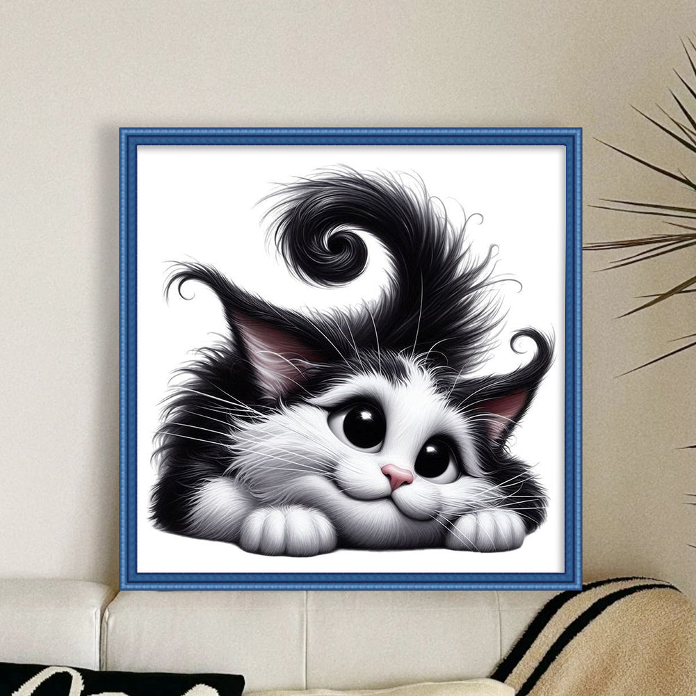 Lying Kitten - 11CT Stamped Cross Stitch 40*40CM