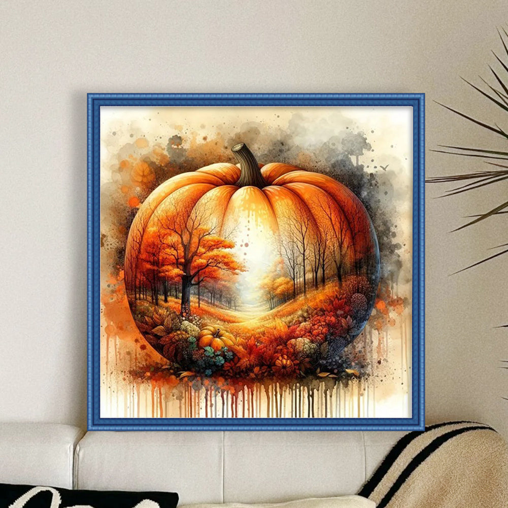 Pumpkin Silhouette Autumn - 11CT Stamped Cross Stitch 40*40CM