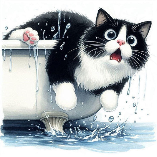 Cat In The Bathtub - 11CT Stamped Cross Stitch 40*40CM