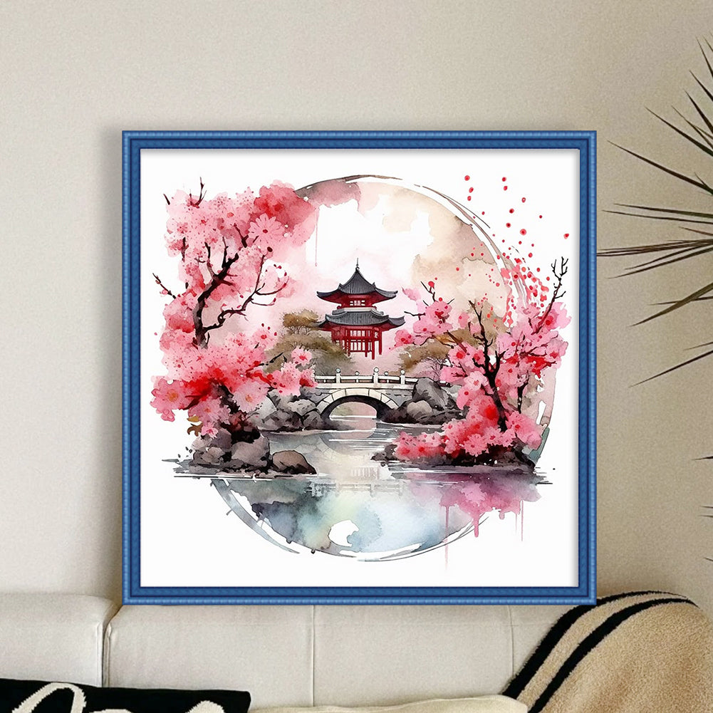 Pavilions And Towers - 11CT Stamped Cross Stitch 40*40CM