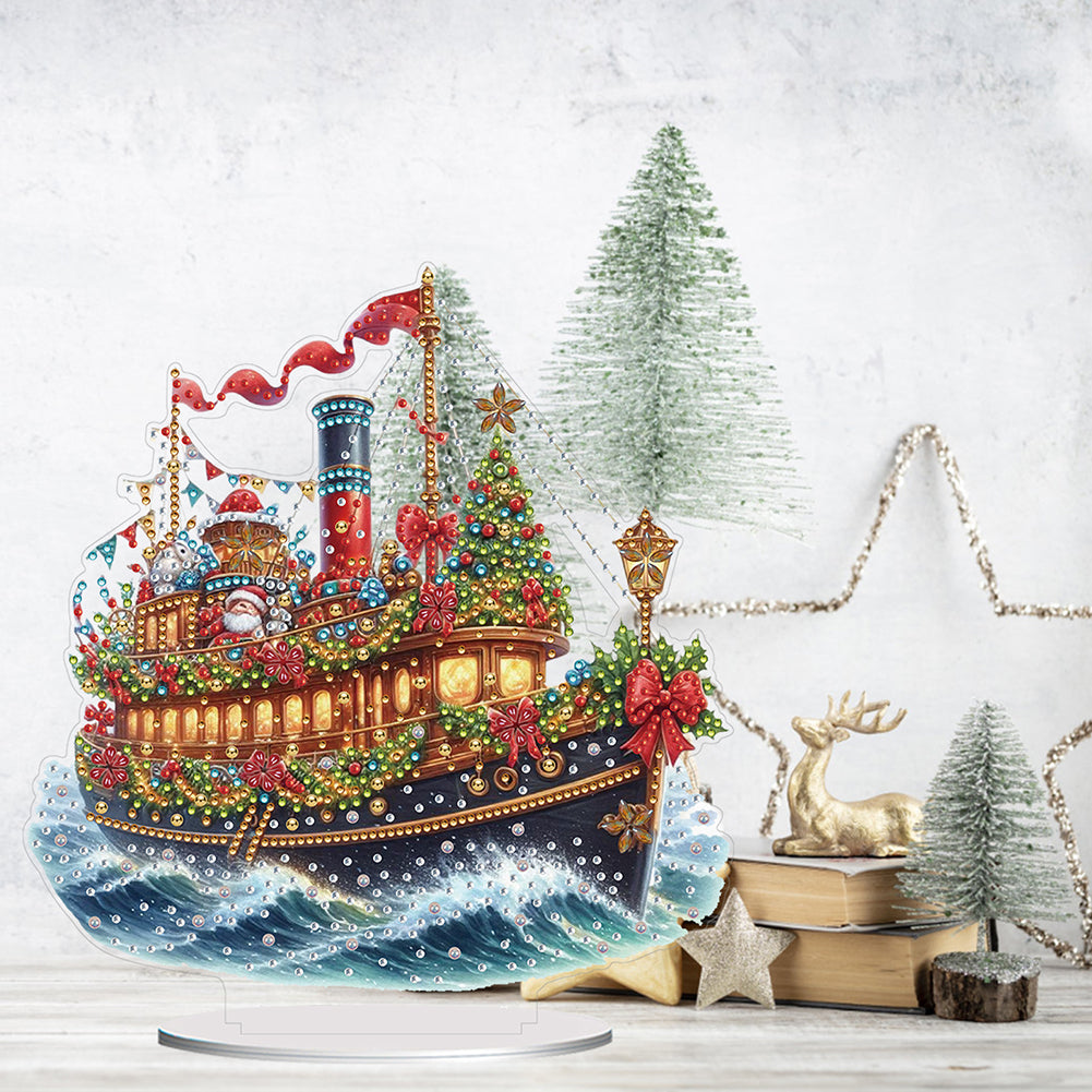 2D Flat Xmas DIY Desktop Diamond Art Kits Diamond Painting Desktop Ornaments Kit