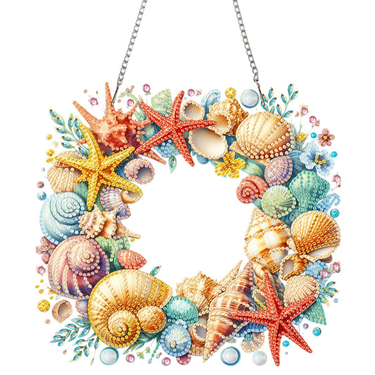 Wreath Acrylic 2D Flat DIY Diamond Art Pendant Window Hanging Art for Home Decor