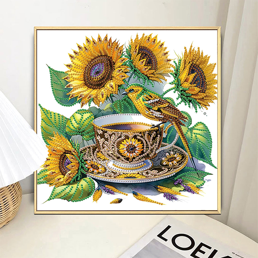 Sunflower Teacup - Special Shaped Drill Diamond Painting 30*30CM