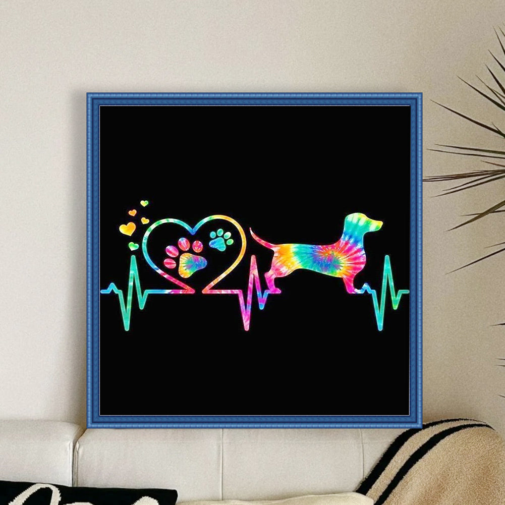 Colored Puppy - 11CT Stamped Cross Stitch 40*40CM